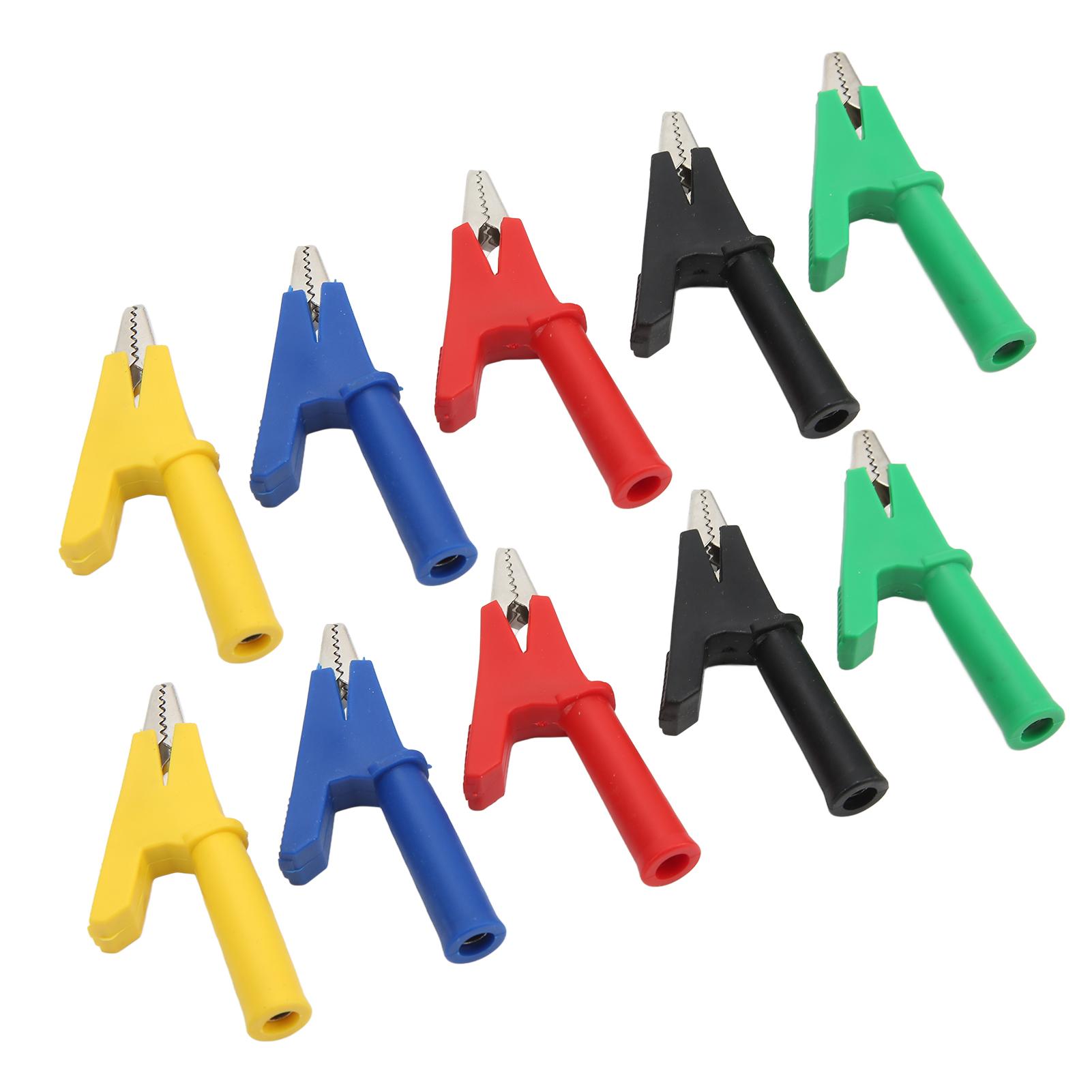 

Crocodile Clip Insulated Test Clamp 4mm Jack 10mm Opening Red Black Yellow Blue Green 60049