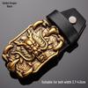 Tiger Head Alloy Western Cowboy Leather Belt with Smooth Buckle