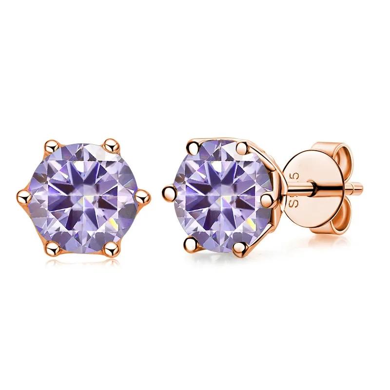 Pendientes de botón de moissanita GRA de 0,5 ct-1 ct color D certificados Diamante creado en laboratorio Plata 925 Chapado en oro Joyería para bodas
