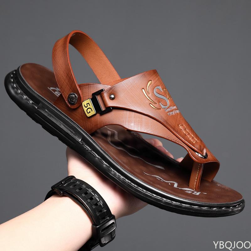 Men's Sandals Men's Summer New Men's Casual Beach Shoes Leather Breathable Slippers Thick-soled Shoes Tide Man Shoes