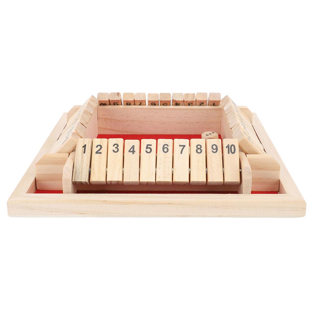 Jeu de dés à 4 faces « Shut The Box » en bois, jeu de dés de table, jouet d'apprentissage des nombres et des mathématiques pour adultes