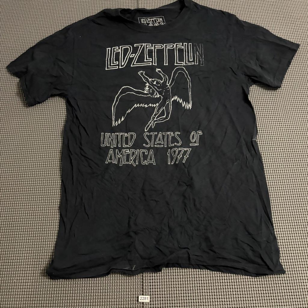 Led Zeppelin 1977 USA Tour Graphic T-Shirt Black Mens Small Modern Reprint Unisex T-Shirt
