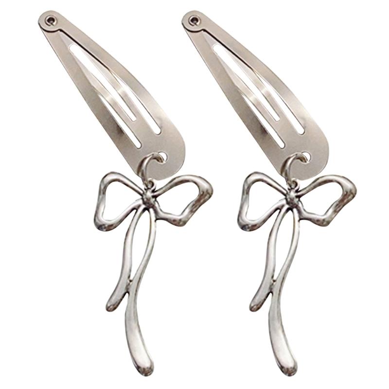 Metallic Bowknot Pendant Hair Clip Elegant Hairpin Duckbill Clip Side Barrettes for Women Side Bangs Hair Styling Clip