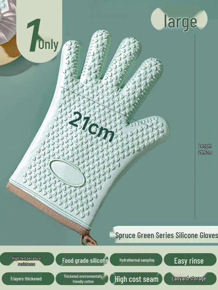 Heat-Resistant Silicone Oven Gloves: Anti-Scald, Non-Slip, Thickened for Baking and Steaming.