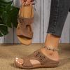 Women's Floral Platform Single Strap Sandals, Retro Chunky Heel Summer Slides