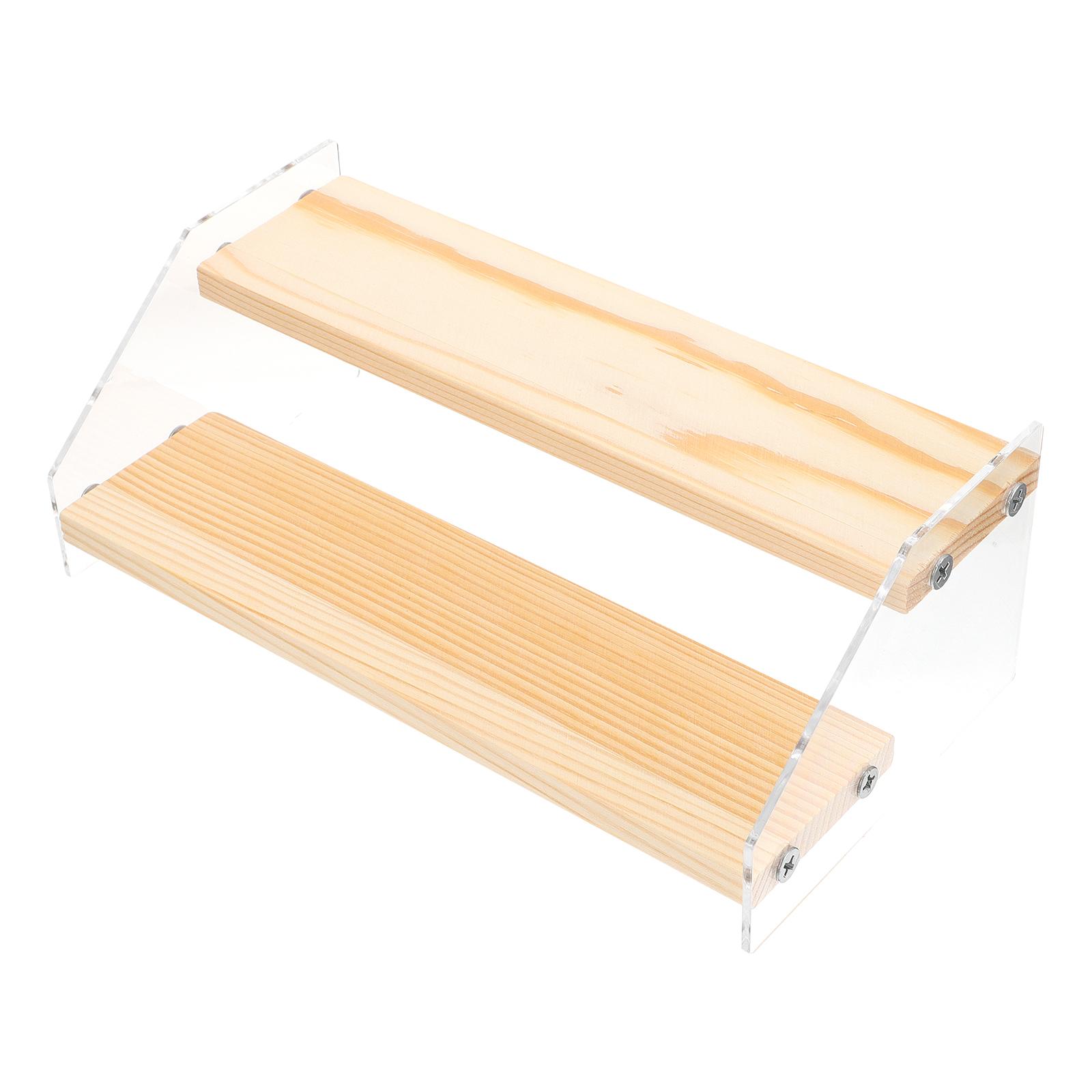 

Acrylic Storage Rack for Jewelry Cosmetics Dessert Transparent Organizer Shelf Display Stand Wooden Ladder Holder Model Showcase
