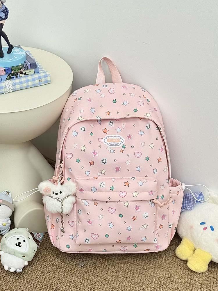 Schoolbag Fresh and Sweet Student Bag Star Print Student Bag Leisure Travel Backpack Travel Commuter Student Backpack