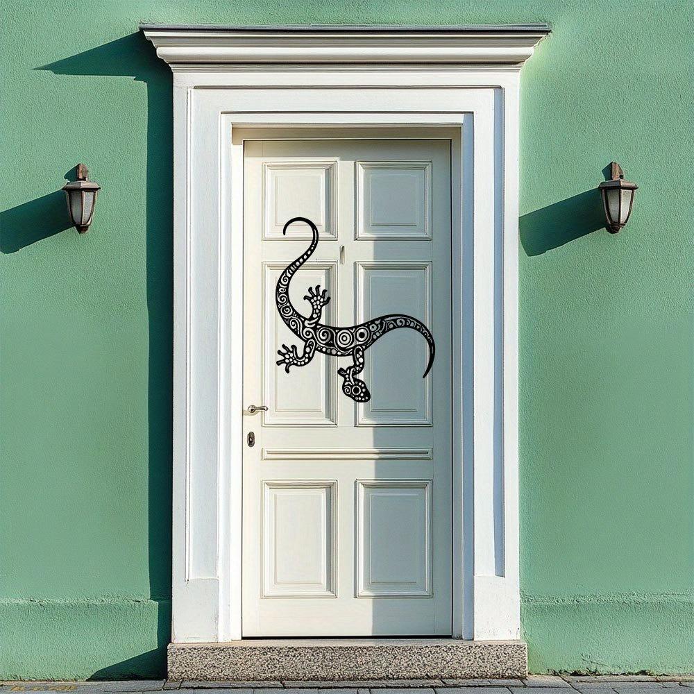 1pc Modern Iron Lizard Wall Art, Black White Reptile Decor, Durable Metal Outdoor Garden Ornament, Easy Hang for Home Patio Office