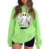 Women's Neck Long Sleeve Sweatshirt Casual Loose Fit Color Pullover with Halloween Print