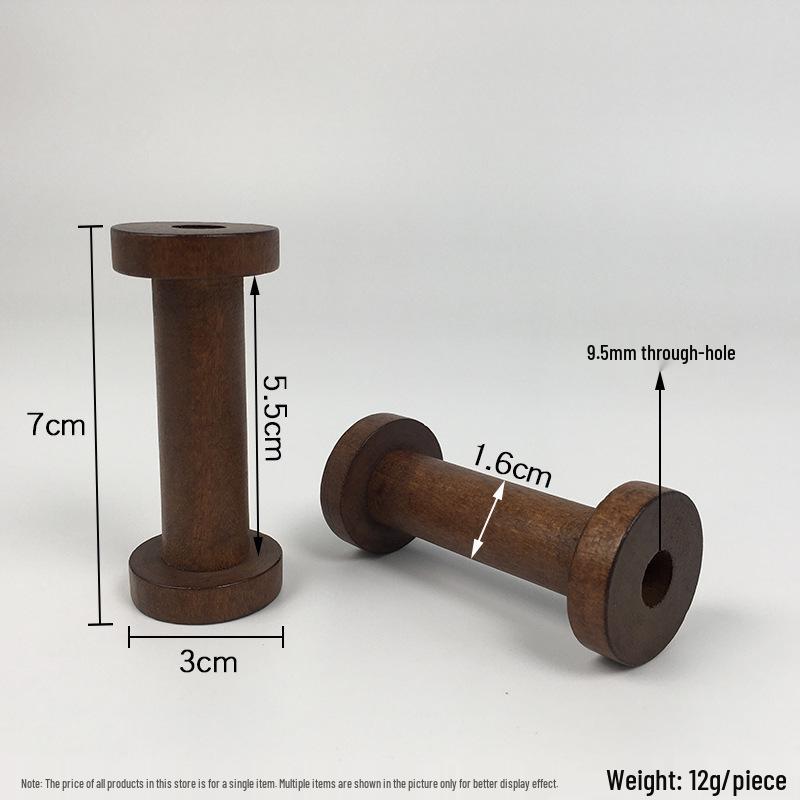 Retro Solid Wood Spool: Nostalgic Handmade Thread Organizer for Cross-Stitch and Crafting.