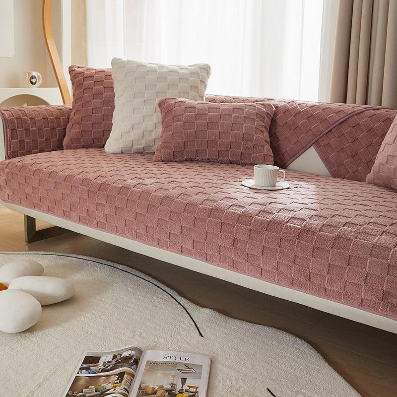 

Nordic Sofa Cushion Simple Winter Non-Slip Seat Cushion Universal Backrest Towel Winter Gray Plush Sofa Cover Towel 70*70cm