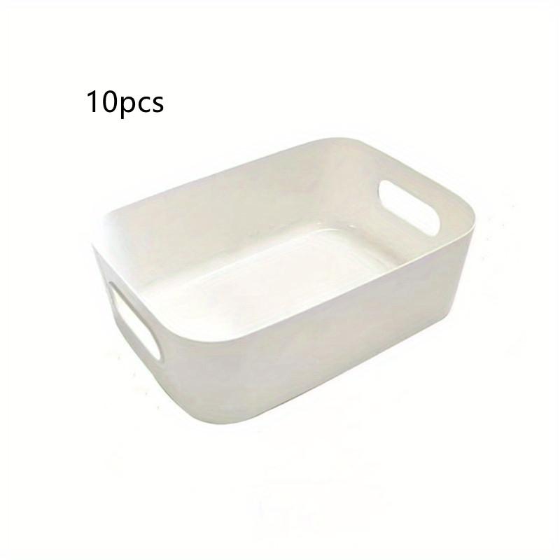 

10 шт. корзины для хранения, бытовой штабелируемый ящик для хранения мелочей, белые контейнеры-органайзеры, для кухни, ванной комнаты и спальни, домашние органайзеры 10pcs