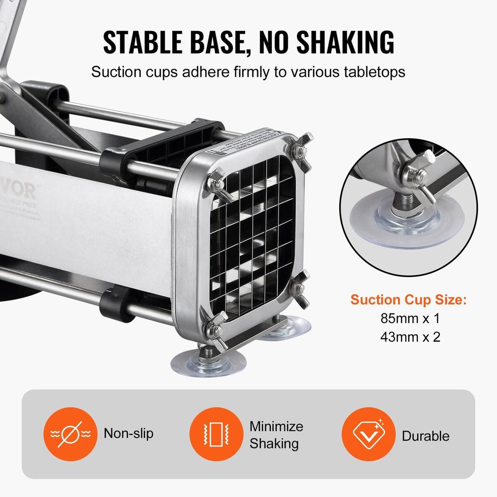 French Fry Cutter Stainless Steel Potato Vegetable Slicer Chopper 2 Blades
