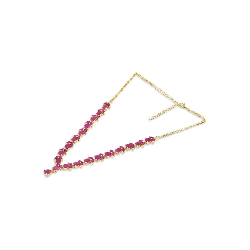 Delicate Ruby Necklace Set For Women