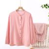 Frühling und Herbst reine Baumwolle japanisches Karomuster Damen-Loungewear langärmelig Krepp doppellagiger Musselin einfaches und tragbares Pyjama-Set