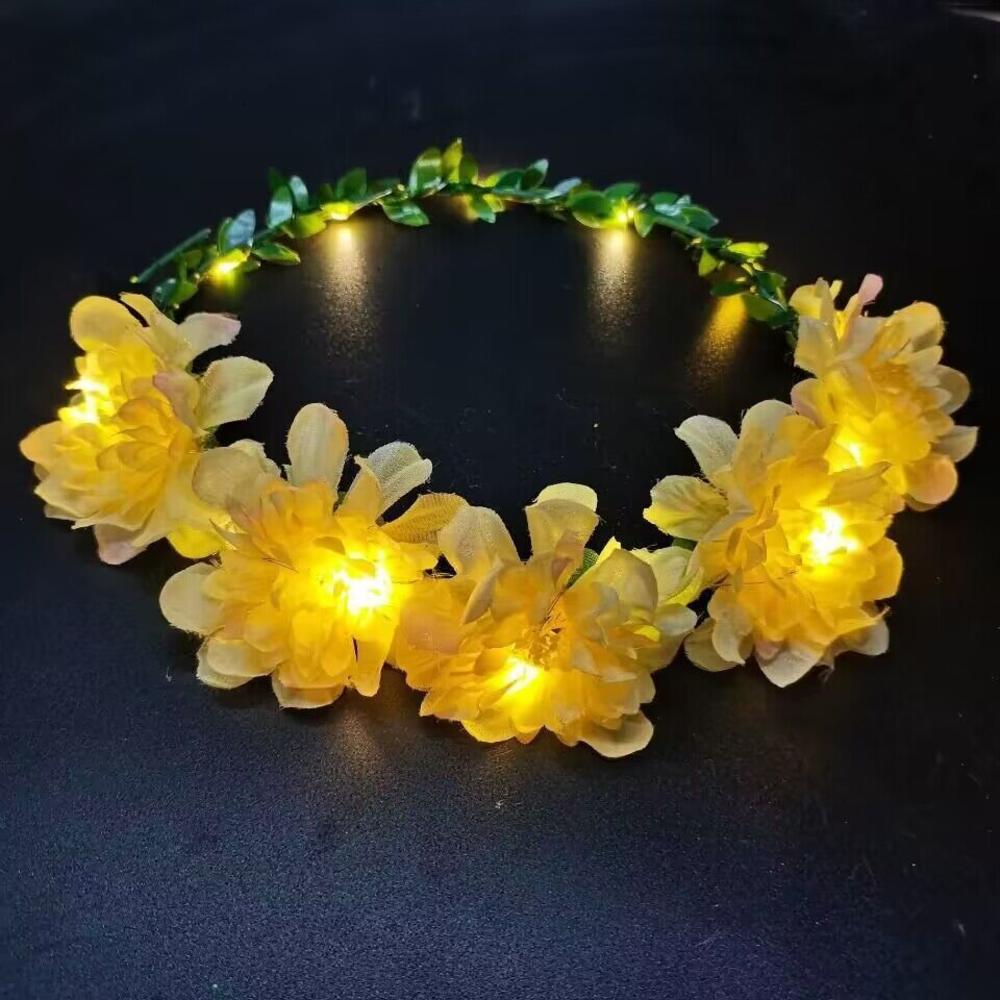 Wedding Party Crown Glowing Flower Headband LED Light Wreath Garland Decoration Women Girl Birthday Favor Luminous Hairband