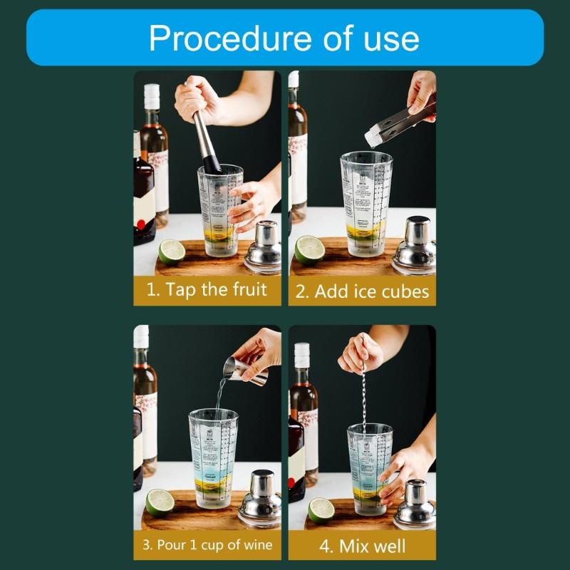 Elegant 400ml Cocktails Mixing Set Shaker Set Including Large Shaker Stirrer and Measuring Cup for Parties