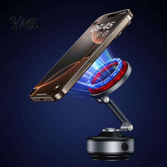 Adjustable Cell Phone Holder for Car Electric Vacuum Suction Cup Magnetic Car, 360 Degree Rotating Dashboard Extendable Telescopic Mount with