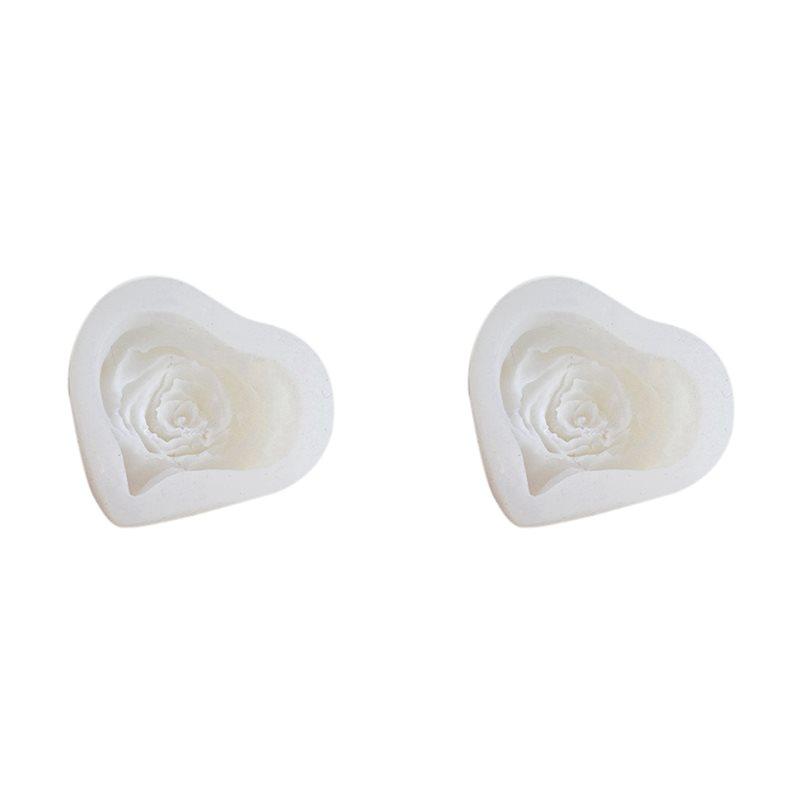 2X Rose Heart Candle Silicone Mold DIY Flowers Shaped Candle Making Soap Resin Mold Craft Valentine's Gifts