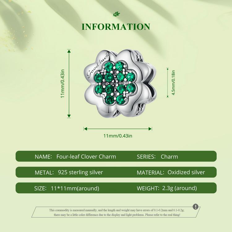 WOSTU 925 Sterling Silver Roses & Moon Dragonfly Charm Four-leaf Clover Beads for Women Girls Bracelet & Bangle DIY Jewelry