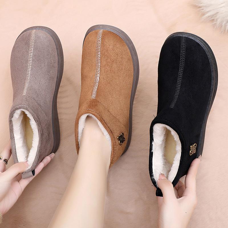 Schuhe Damen 2025 Winter neue Schneestiefel lässig und bequem Damen Baumwollschuhe Samt warm Schnalle Damenschuhe Mutterschuhe