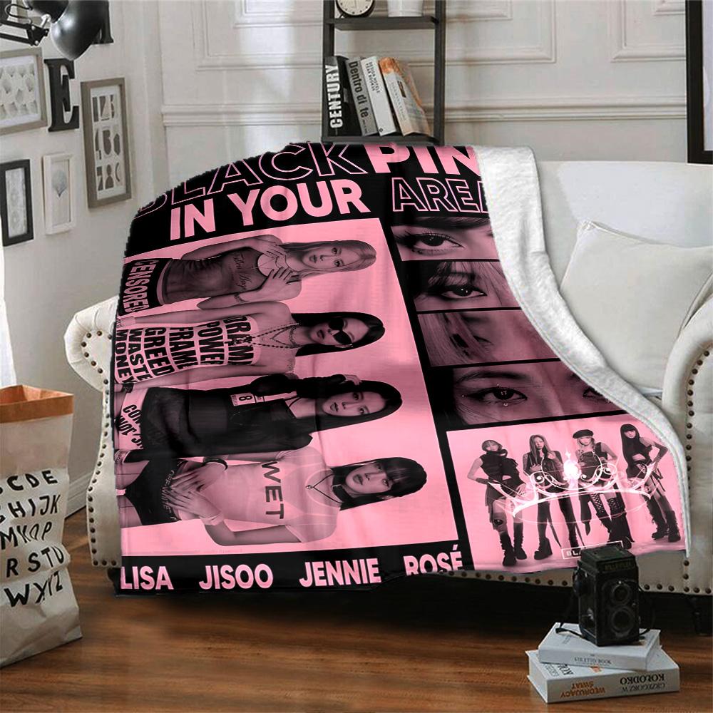 Blackpink Members Pink Theme Blanket Soft Warm Suitable for Sofa Couch Office Bed All Seasons Digital Print Perfect Gift for Relatives Y12