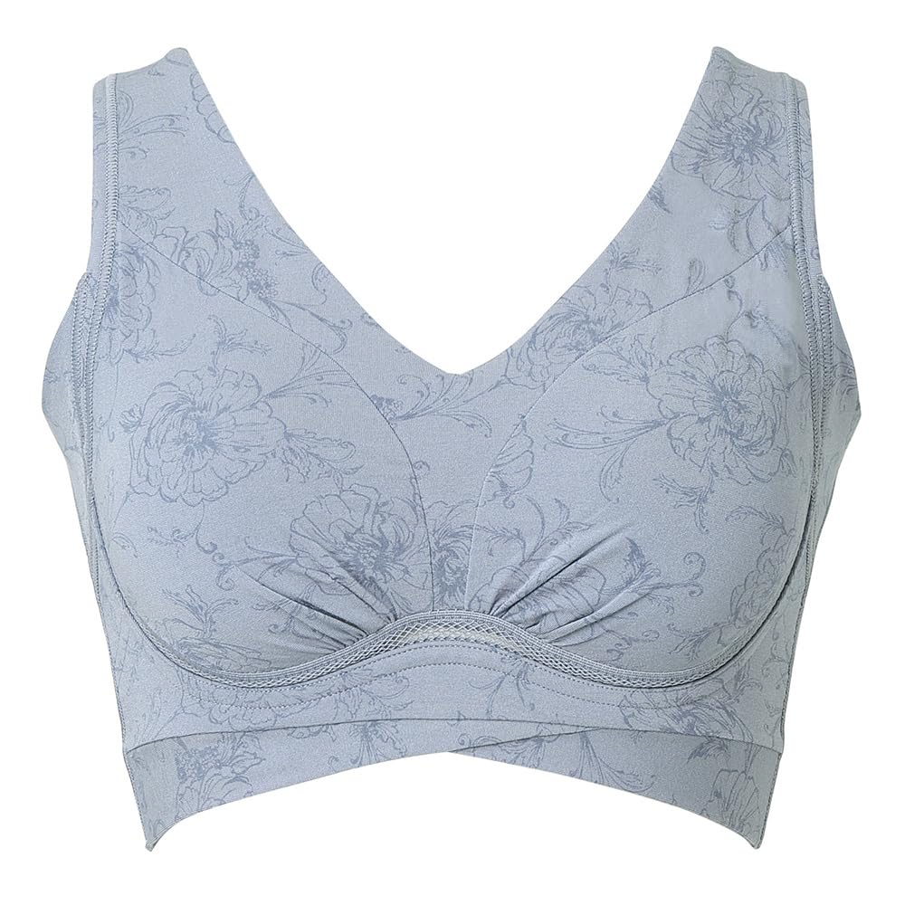 

Новый формирующий бюстгальтер Yukinee 365 из смесового хлопка, более удобный бюстгальтер с полной чашкой, 24 розовый пепельно-голубой LL [Bradelis York] Без косточек