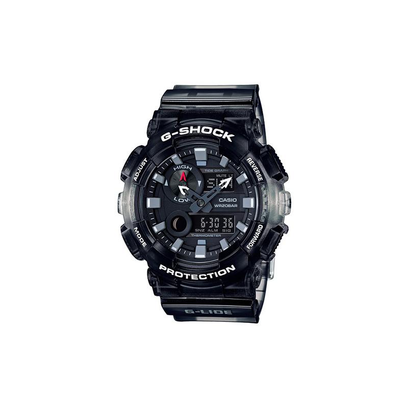 

Casio G-SHOCK tidal moon phase model, shockproof, antimagnetic, waterproof movement, jelly translucent black, quartz movement, resin GAX-100MSB-1A чёрный