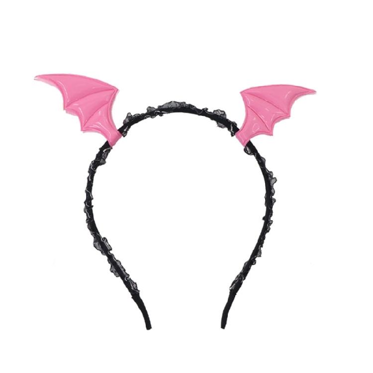 Adults Devil Costumes Set Accessories Devil Bat Headband Flower Lace Choker for Role Play Halloween Cosplay Party Props