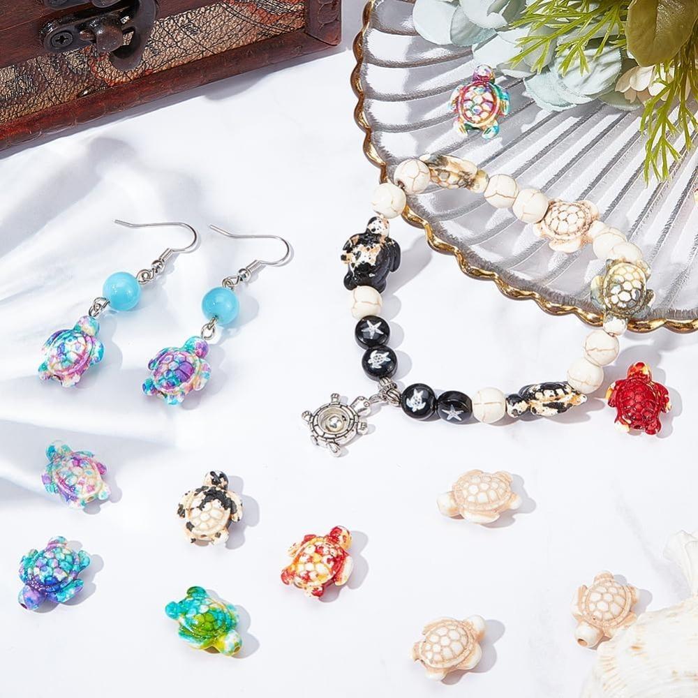 10/30/50 Pcs of Colorful Turtle Beads, Loose Turtle Beads, Turquoise, Marine Animals, Turtle Spacing Beads, DIY Crafts, Jewelry Necklaces, Bracelets