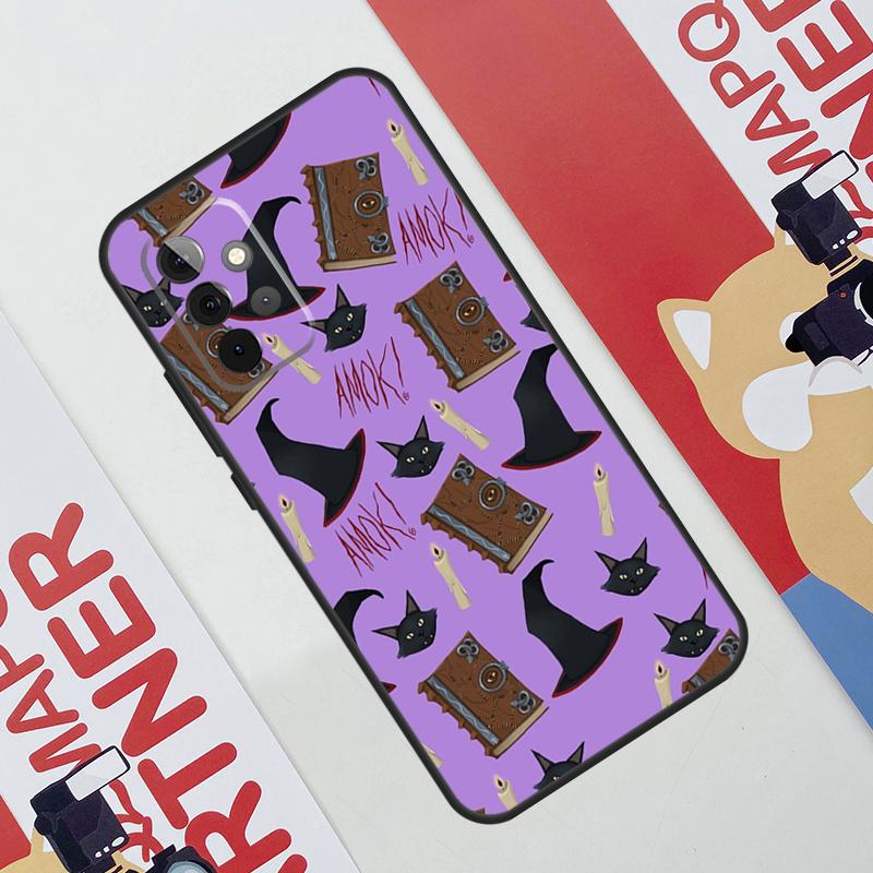 Witch Black Cat Case For Samsung Galaxy A36 A35 A55 A06 A16 A26 A56 A53 A32 A52 A33 A13 A14 A34 A54 A17 A15