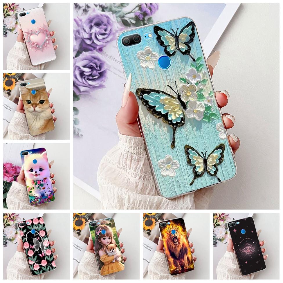Clear For Honor 9 Lite Case Cute Cat Luxury Fashion Flowers Cool Boys Soft Bumper Cover For Honor 9Lite LLD-L21 Phone Case 5.65"