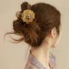 Summer Pearl Flower Women's Hair Claw Clip - Cute Korean Shark Hairpin for Back of Head, Large Size