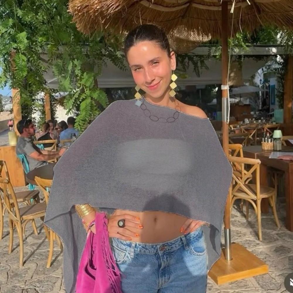 Off Shoulder Women Knit Cover-up Irregular Cardigan New Sunscreen Shawl  Summer