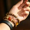 Exquisite Ethnic Sandalwood & Beeswax Chalcedony Buddhist Beads Bracelet