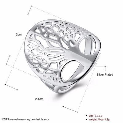 Silver Plated Ring S925 Silver Ring Wedding Ring Fashion Trend Tree of Life Ring Ring Jewelry for Women