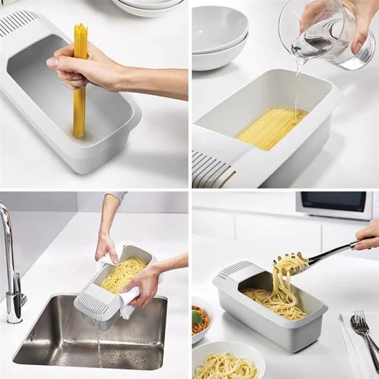 Cocedor de pasta para microondas con colador, apto para microondas, resistente a altas temperaturas, rápida y sencilla, caja para cocinar fideos, cocedor de espagueti apto para microondas