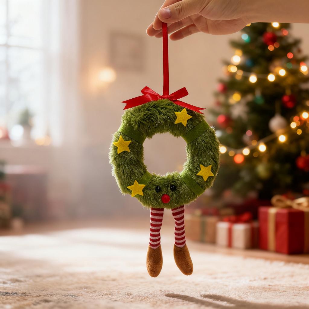 Weihnachtsdekorationen - Weihnachts Plüsch Kranz Puppen Anhänger Weihnachtsgeschenk Weihnachtsbaumschmuck Weihnachts Kranz Anhänger