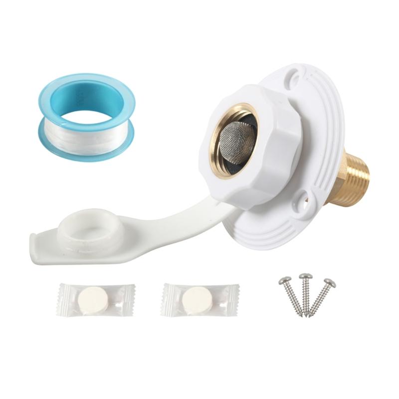 City Water Fill Inlet For Motorhomes Marine Boat Campers With Solid Brass Check Valves Leak Resistant Secure Connection 1 белый