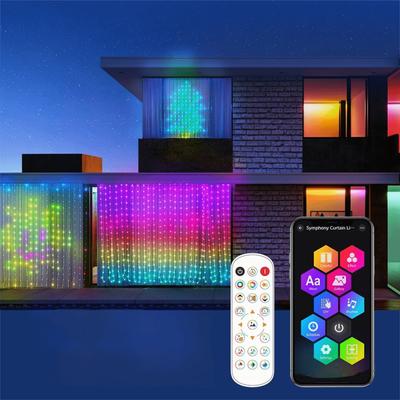 New RGB Smart Curtain Lights Music Sync App Controls and Remote Window String Lights LED Party Lights for Wedding/Birthday