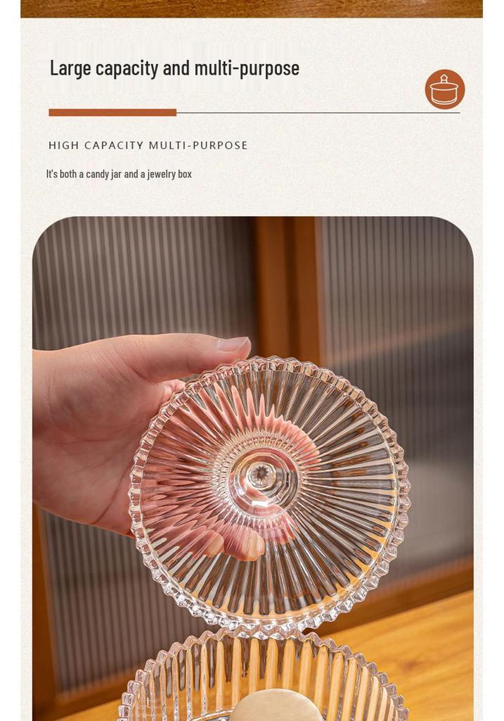 Stylish Glass Storage Jar with Lid: Versatile Clear Jar for Candies, Cotton Swabs, Makeup Brushes, Pens, or Tea.