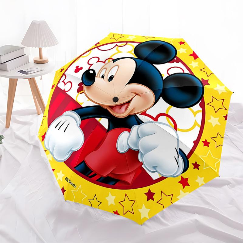 Mickey Mouse, Disney Themed Automatic Opening and Closing Umbrella, Brightly Colored 8-rib Portable Umbrella, Suitable for Men and Women, A