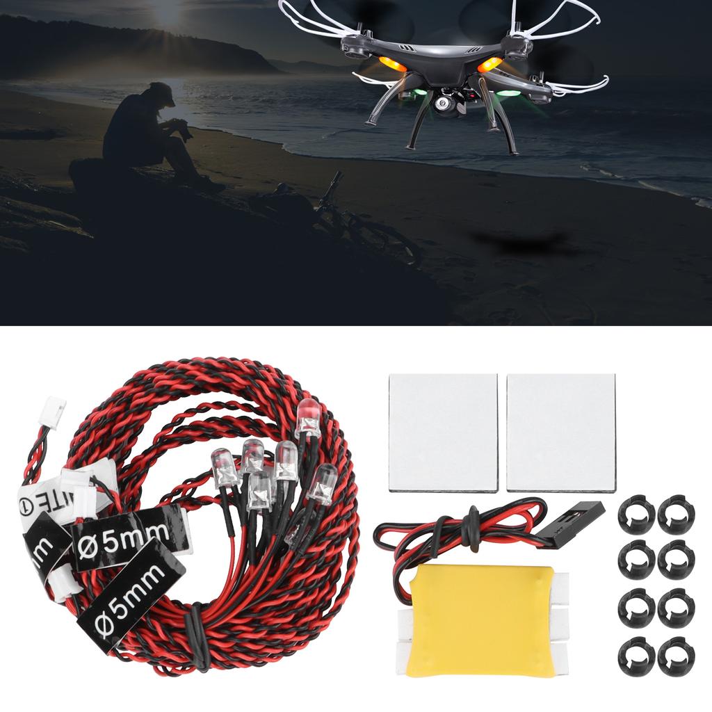 8pcs RC LED Flash Light Night Flight LED Lights Kit for RC Airplane Aircraft Plane