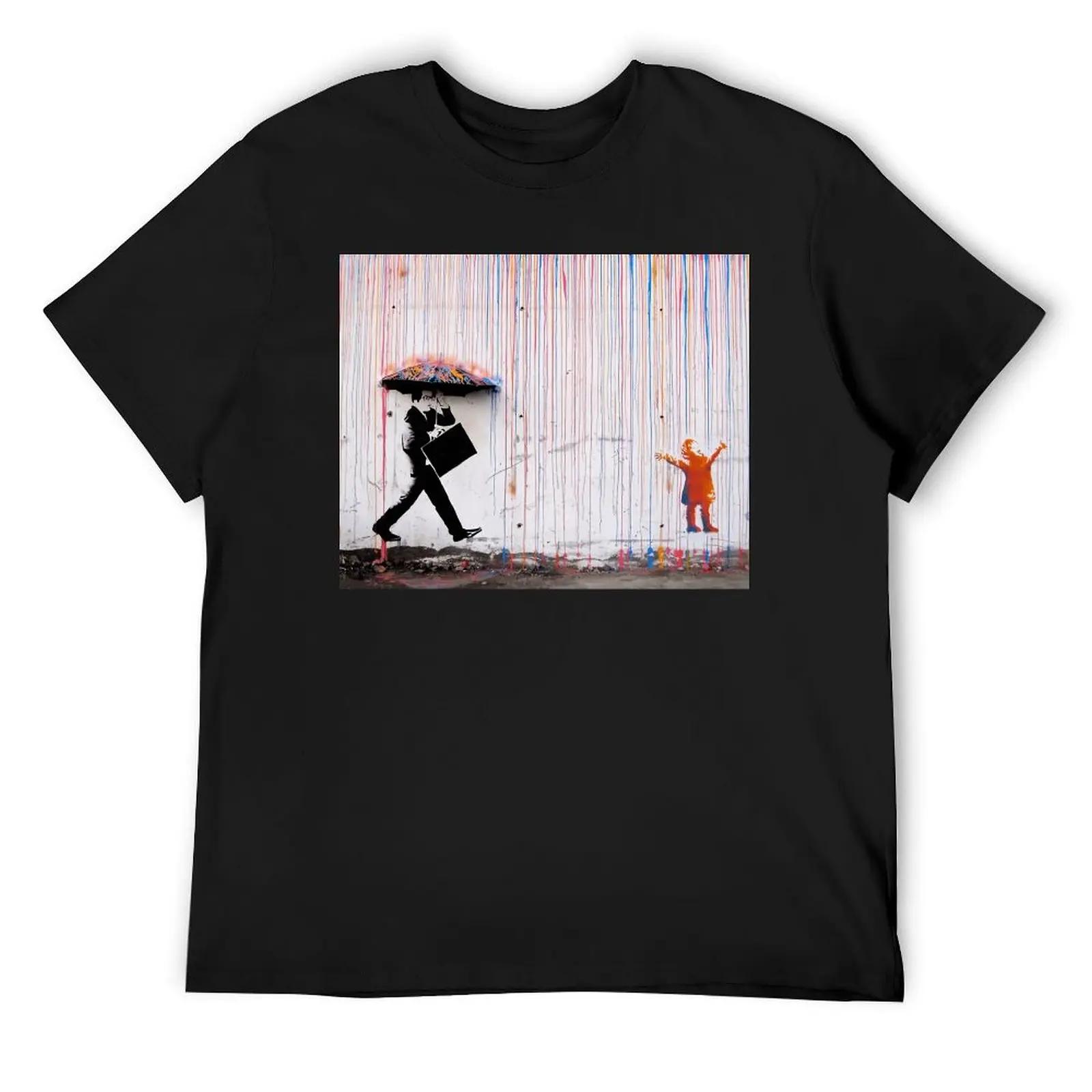 

Бэнкси Зонтик Радуга Счастливая Девочка Гобелен Для S Футболки Горячая Распродажа Футболка Харадзюку Кампания Смешная Шутка Фитнес Американский Размер XXXXXL чёрный