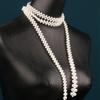 New Original Faux Pearl Long Necklace Women Elegant Dress Sweater Chain Multi Wear Design Creative Tie Shape Fashion Jewelry