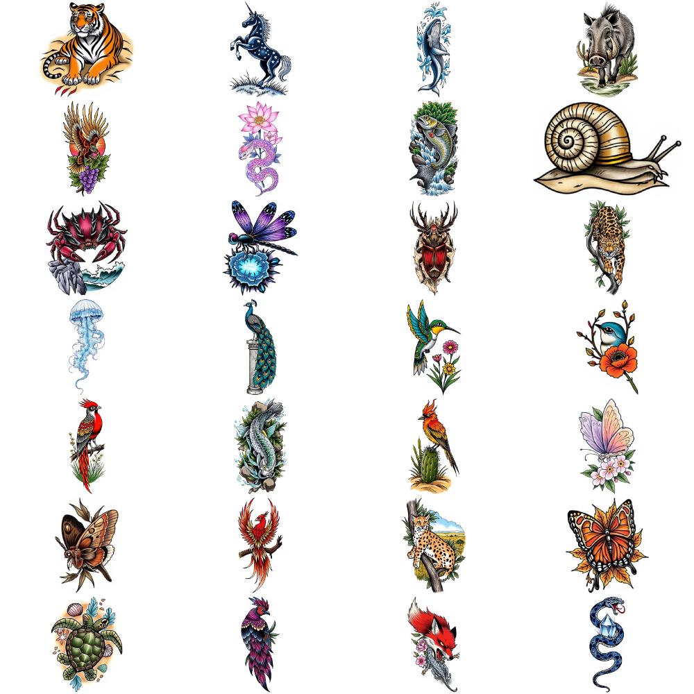 28pcs Temporary Tattoo Temporary Tattoo Stickers Elephant Wolf Head Phoenix For Men Women Adults