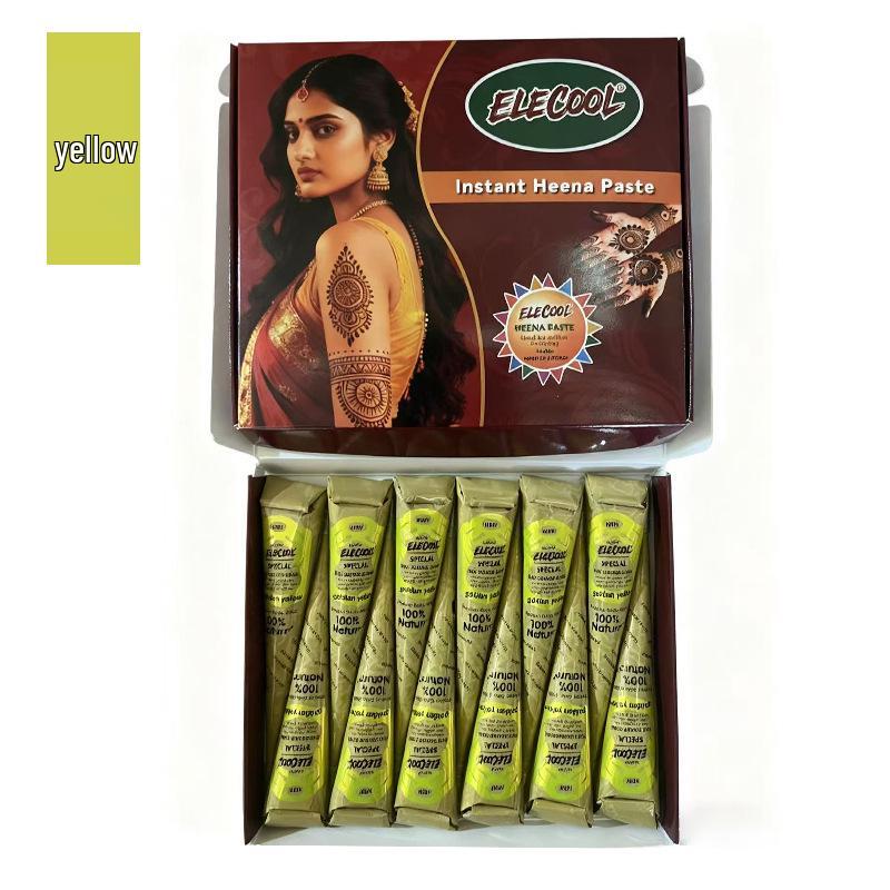 Plant-Based Henna Tattoo Paste: Hand-Painted Semi-Concealing Cream with Various Shades Available