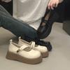 Buckle strap platform Mary Jane shoes women's medium heel Korean version one-word new 2025 spring and autumn British style small leather shoes women