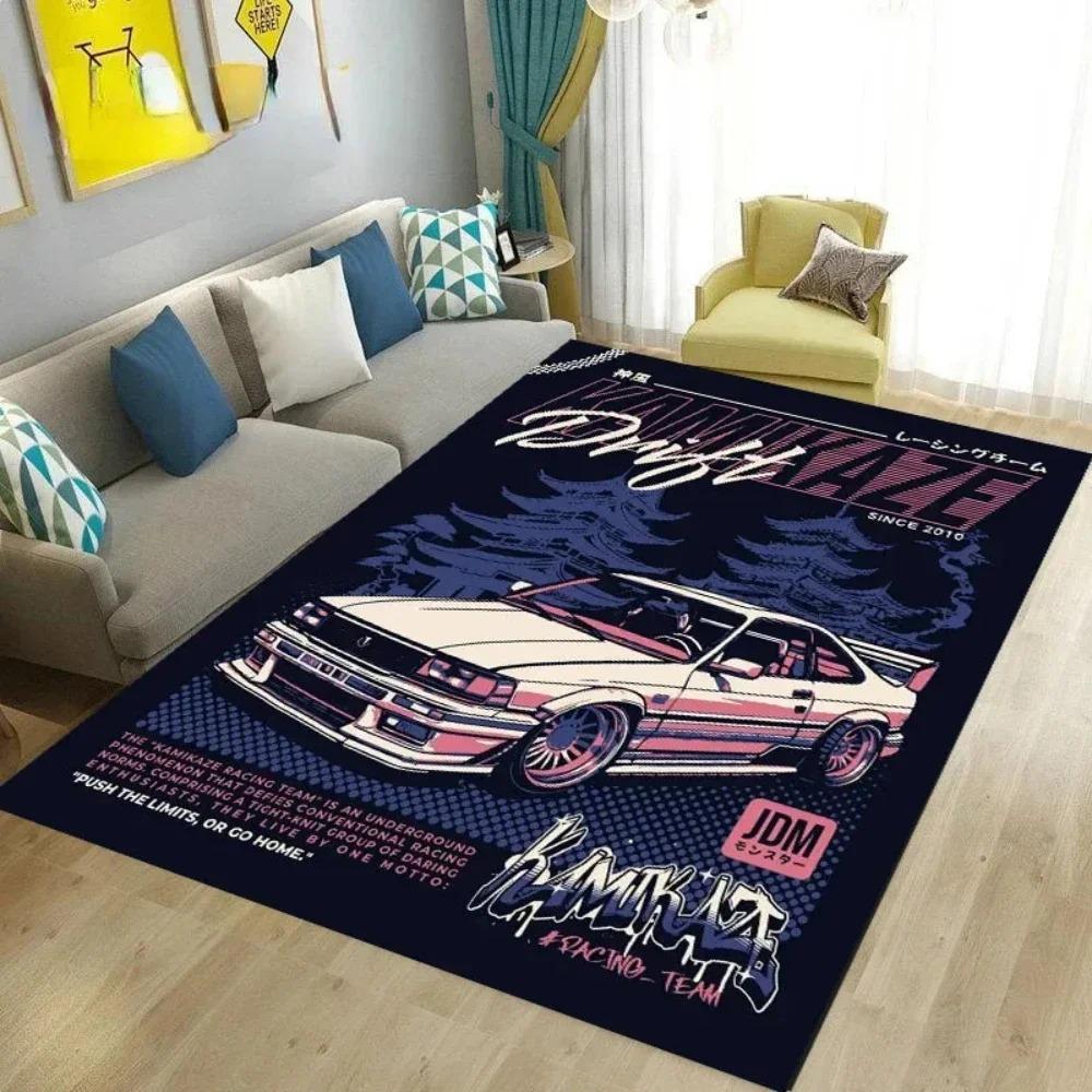 Tappeto Stampato Auto da Corsa Vintage Tappeto Multifunzione Antiscivolo per Soggiorno Ingresso & Corridoio Decorazione Pavimento Decorazione Camera da Letto
