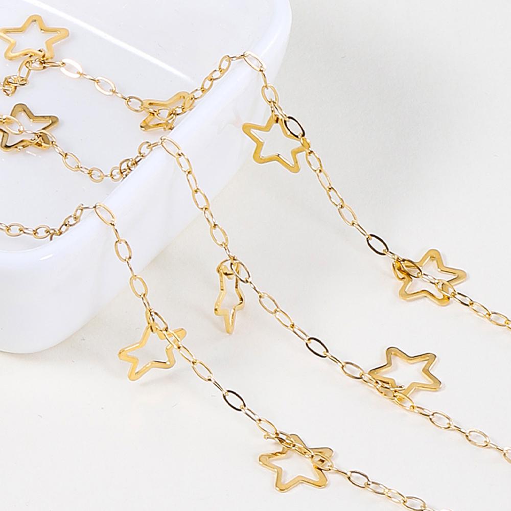 2Meters 1Meter Stainless Steel Hollowout Star Link Chain Dangle Charm Chains for Necklace Anklet Jewelry Making DIY Waterproof